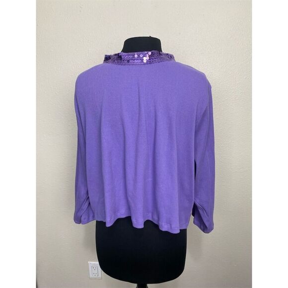 Roaman's Women's Plus 3XL Purple Sequin-Trimmed Cardigan Sweater 1973 - Picture 5 of 8